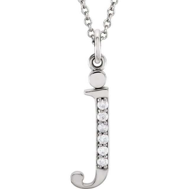 14K White Gold .025 CTW Natural Diamond Initial 'A' 16" Necklace