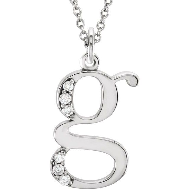 14K White Gold .025 CTW Natural Diamond Initial 'A' 16" Necklace