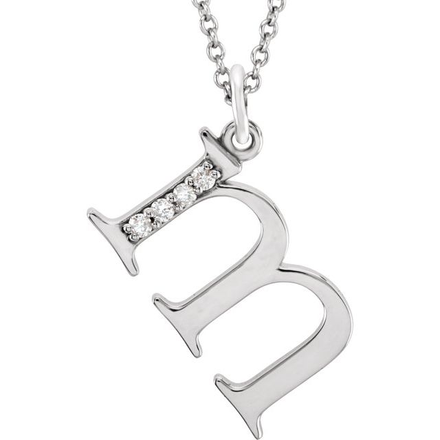 14K White Gold .025 CTW Natural Diamond Initial 'A' 16" Necklace