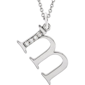 14K White Gold .025 CTW Natural Diamond Initial 'A' 16