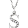 14K White Gold .025 CTW Natural Diamond Initial 'A' 16