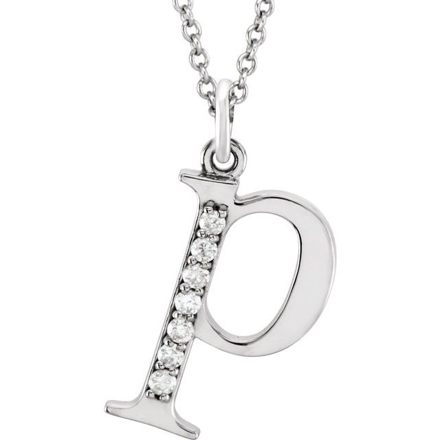 14K White Gold .025 CTW Natural Diamond Initial 'A' 16" Necklace