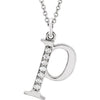 14K White Gold .025 CTW Natural Diamond Initial 'A' 16