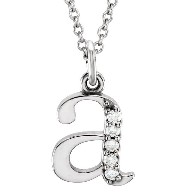 14K Gold Natural Diamond Initial Necklace