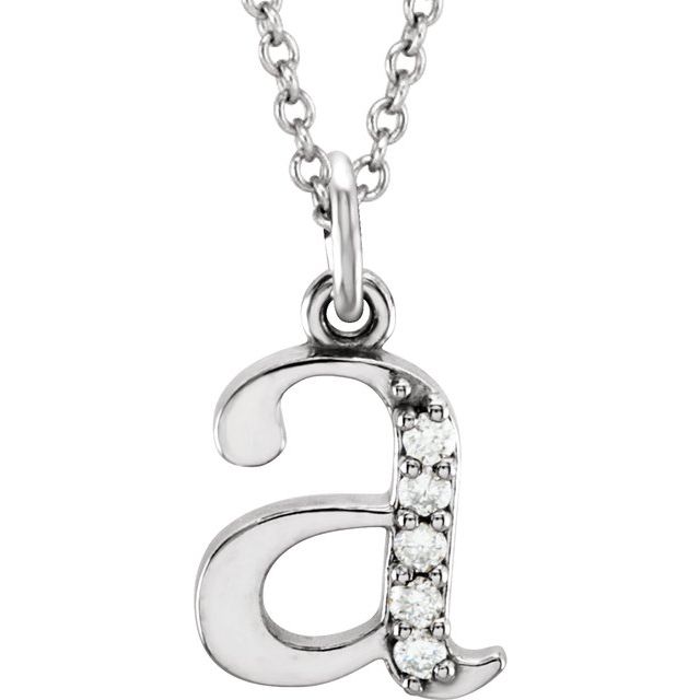 14K White Gold .025 CTW Natural Diamond Initial 'A' 16" Necklace