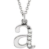 14K White Gold .025 CTW Natural Diamond Initial 'A' 16