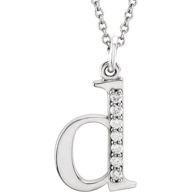 14K White Gold .025 CTW Natural Diamond Initial 'A' 16" Necklace