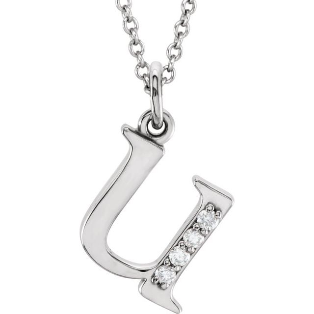 14K White Gold .025 CTW Natural Diamond Initial 'A' 16" Necklace