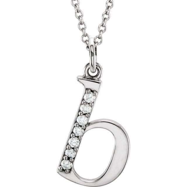 14K White Gold .025 CTW Natural Diamond Initial 'A' 16" Necklace