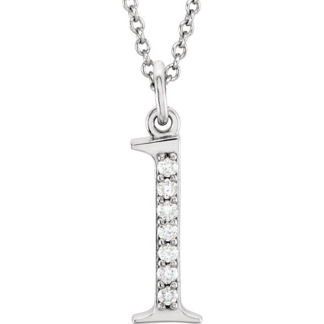 14K White Gold .025 CTW Natural Diamond Initial 'A' 16" Necklace