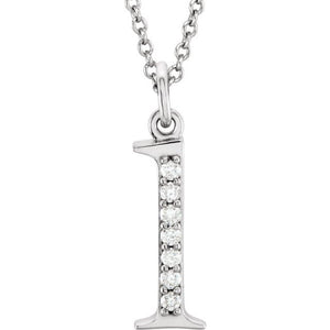 14K White Gold .025 CTW Natural Diamond Initial 'A' 16