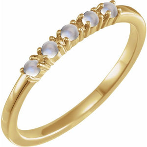 14K Gold Natural Turquoise Cabochon Stackable Ring