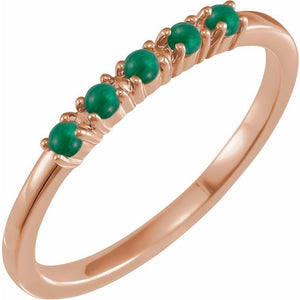 14K Gold Natural Turquoise Cabochon Stackable Ring