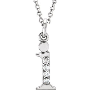 1/100 CTW Natural Diamond Round Initial Necklace in 14K Gold