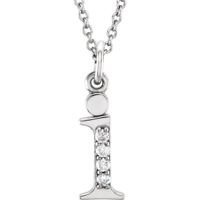 14K White Gold .025 CTW Natural Diamond Initial 'A' 16" Necklace