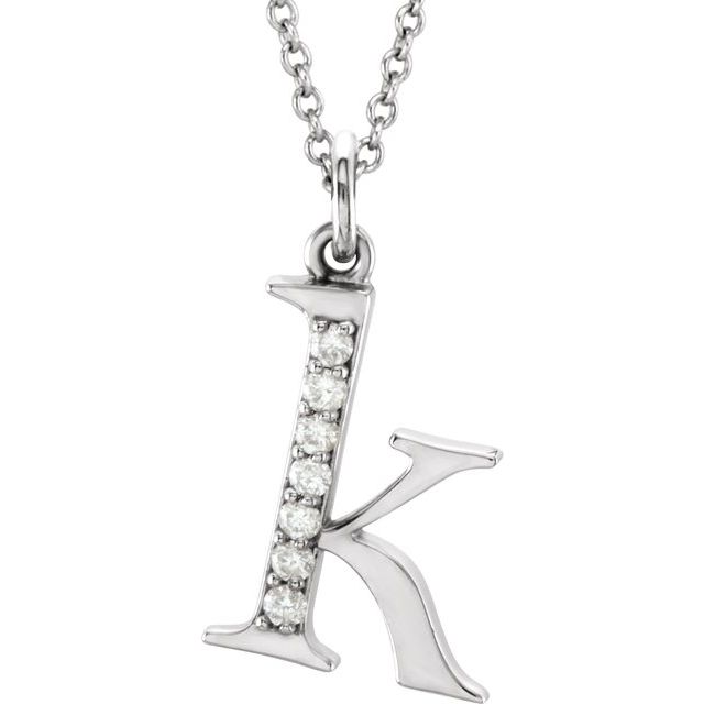 14K White Gold .025 CTW Natural Diamond Initial 'A' 16" Necklace