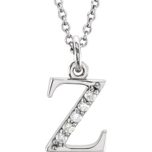 14K White Gold .025 CTW Natural Diamond Initial 'A' 16