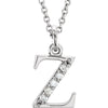 14K White Gold .025 CTW Natural Diamond Initial 'A' 16