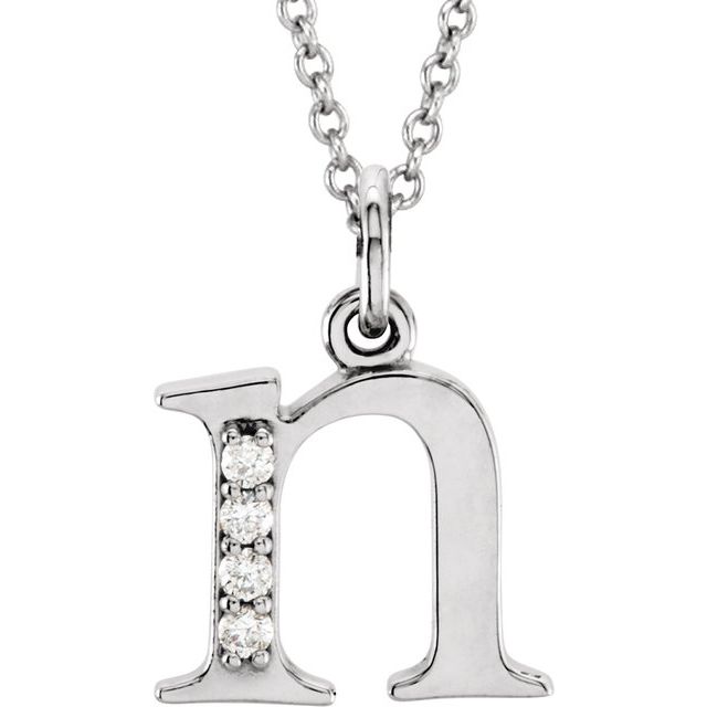 14K White Gold .025 CTW Natural Diamond Initial 'A' 16" Necklace