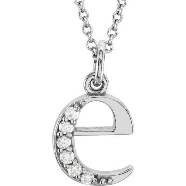 14K White Gold .025 CTW Natural Diamond Initial 'A' 16" Necklace