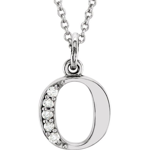 14K White Gold .025 CTW Natural Diamond Initial 'A' 16" Necklace