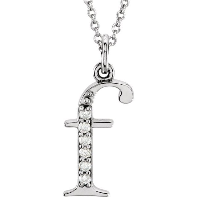 14K White Gold .025 CTW Natural Diamond Initial 'A' 16" Necklace