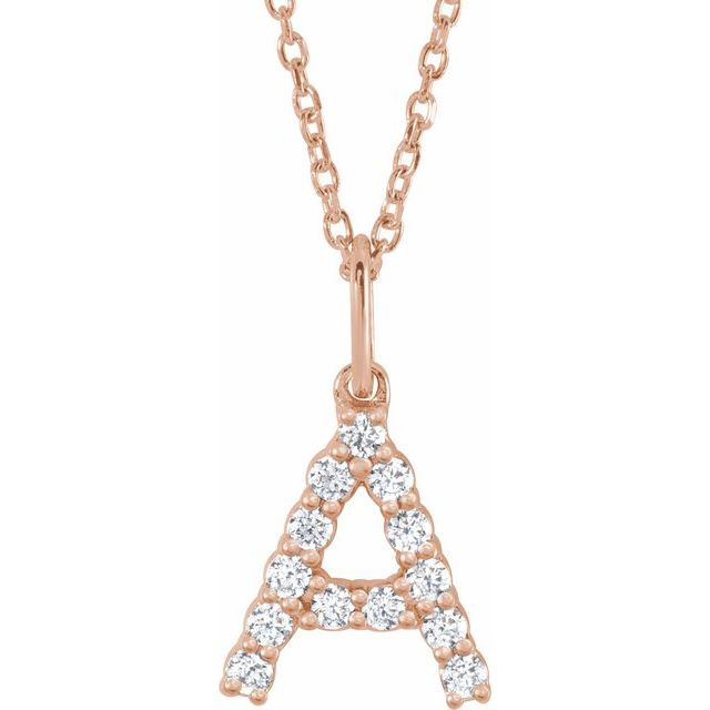 14K Gold Lab-Grown Diamond Initial Pendant