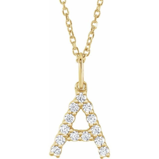 14K Gold Lab-Grown Diamond Initial Pendant