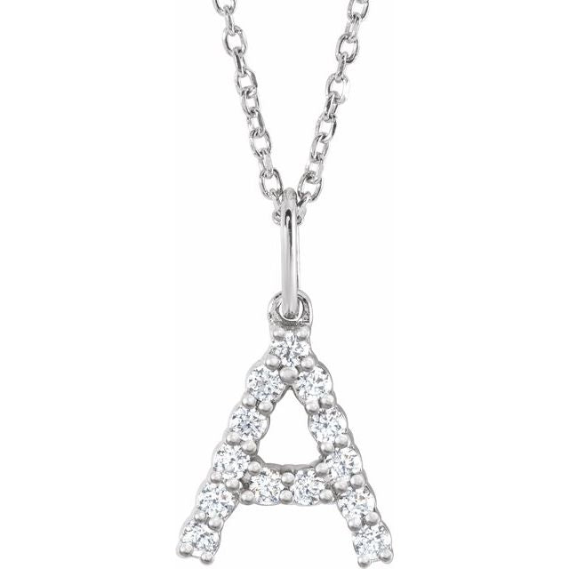 14K Yellow Gold Initial A Necklace with 1/5 CTW Lab-Grown Diamonds