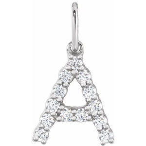 14K Gold Lab-Grown Diamond Initial Pendant