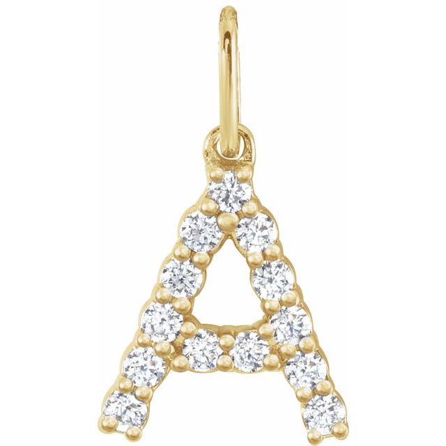 14K Gold Lab-Grown Diamond Initial Pendant