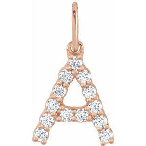 14K Gold Lab-Grown Diamond Initial Pendant