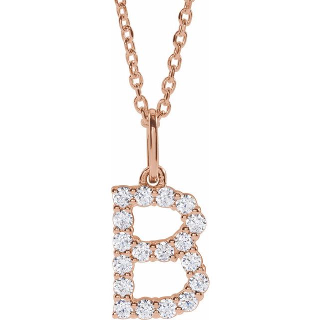 14K Yellow Gold Initial A Necklace with 1/5 CTW Lab-Grown Diamonds