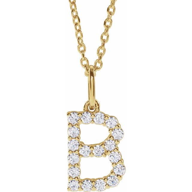 14K Yellow Gold Initial A Necklace with 1/5 CTW Lab-Grown Diamonds