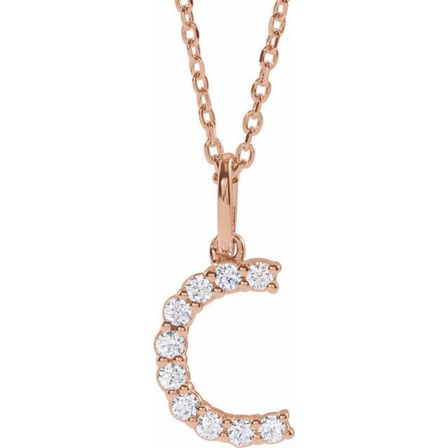 14K Yellow Gold Initial A Necklace with 1/5 CTW Lab-Grown Diamonds