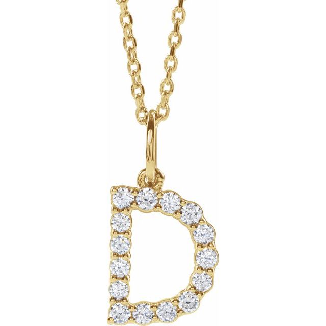 14K Yellow Gold Initial A Necklace with 1/5 CTW Lab-Grown Diamonds