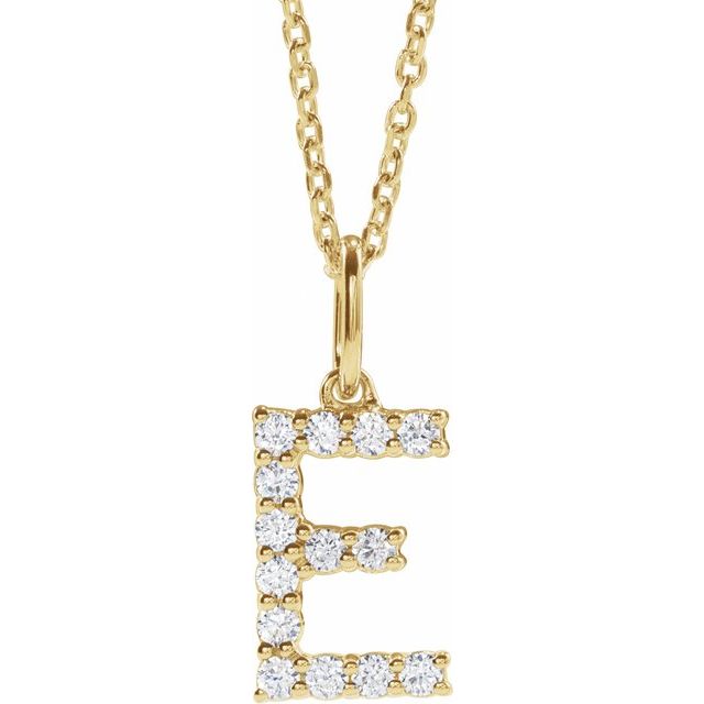 14K Yellow Gold Initial A Necklace with 1/5 CTW Lab-Grown Diamonds