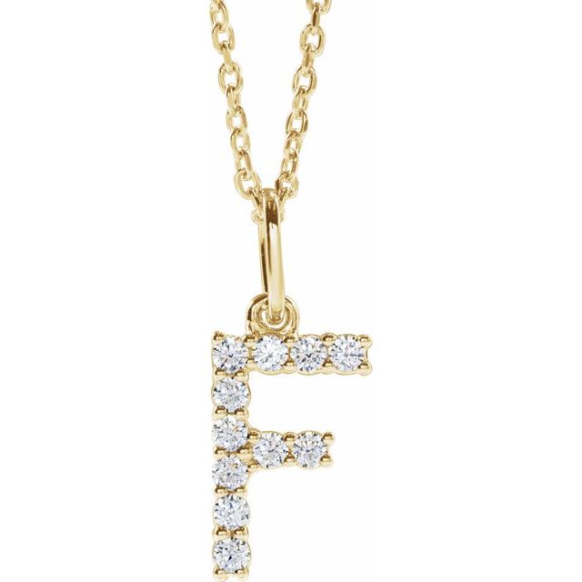 14K Yellow Gold Initial A Necklace with 1/5 CTW Lab-Grown Diamonds