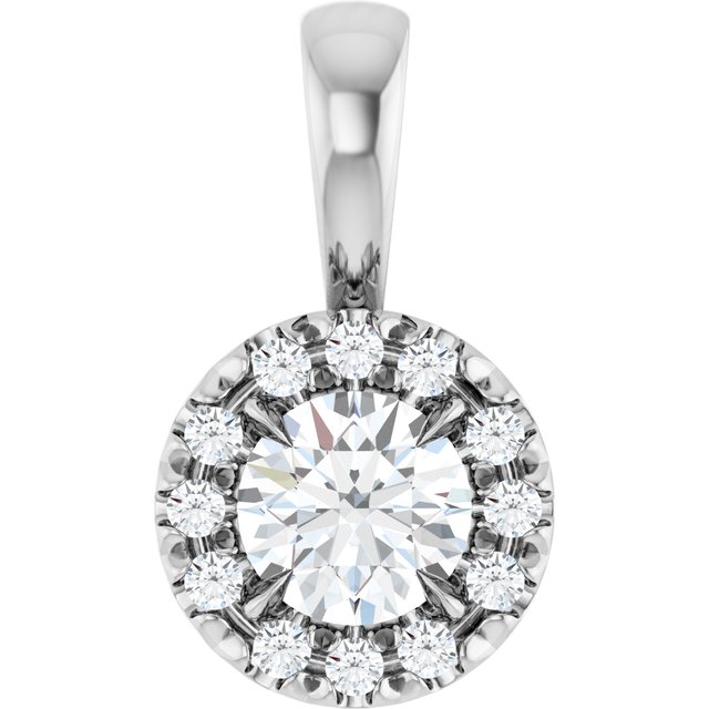 1/4 CTW Natural Diamond Halo Pendant Crafted in 14K Gold, Silver & Platinum