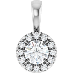 1/4 CTW Natural Diamond Halo Pendant Crafted in 14K Gold, Silver & Platinum
