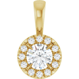 1/4 CTW Natural Diamond Halo Pendant Crafted in 14K Gold, Silver & Platinum