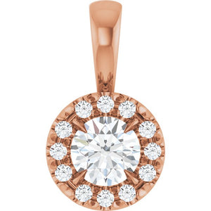 1/4 CTW Natural Diamond Halo Pendant Crafted in 14K Gold, Silver & Platinum