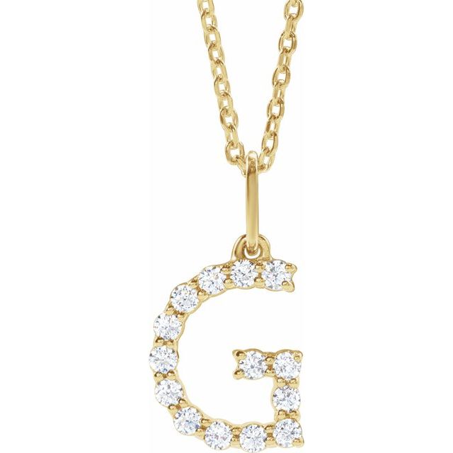 14K Yellow Gold Initial A Necklace with 1/5 CTW Lab-Grown Diamonds