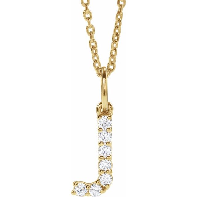 14K Yellow Gold Initial A Necklace with 1/5 CTW Lab-Grown Diamonds