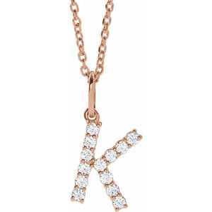 14K Yellow Gold Initial A Necklace with 1/5 CTW Lab-Grown Diamonds
