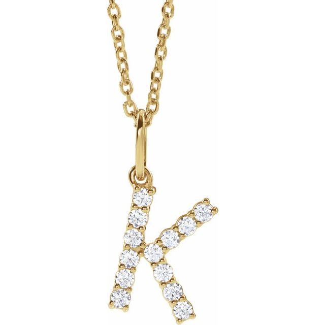 14K Yellow Gold Initial A Necklace with 1/5 CTW Lab-Grown Diamonds