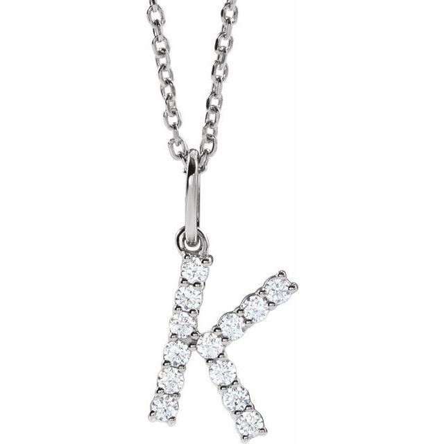 14K Yellow Gold Initial A Necklace with 1/5 CTW Lab-Grown Diamonds