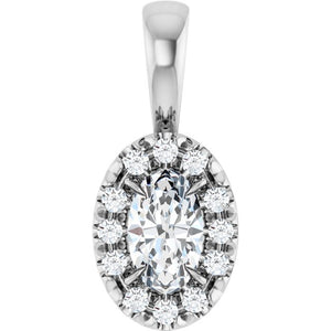 0.05 CTW Natural Diamond French-Set Halo Pendant with Natural Peridot in 14K Gold, Silver & Platinum
