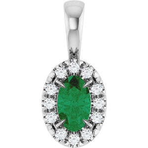 0.05 CTW Natural Diamond French-Set Halo Pendant with Natural Peridot in 14K Gold, Silver & Platinum