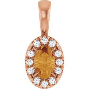 0.05 CTW Natural Diamond French-Set Halo Pendant with Natural Peridot in 14K Gold, Silver & Platinum